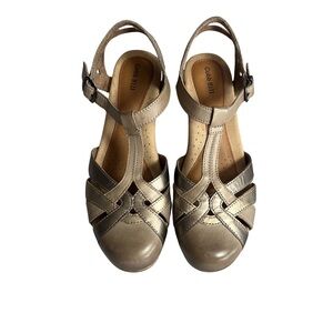 Cobb Hill 9.5 Metallic Taupe T-Strap Heels